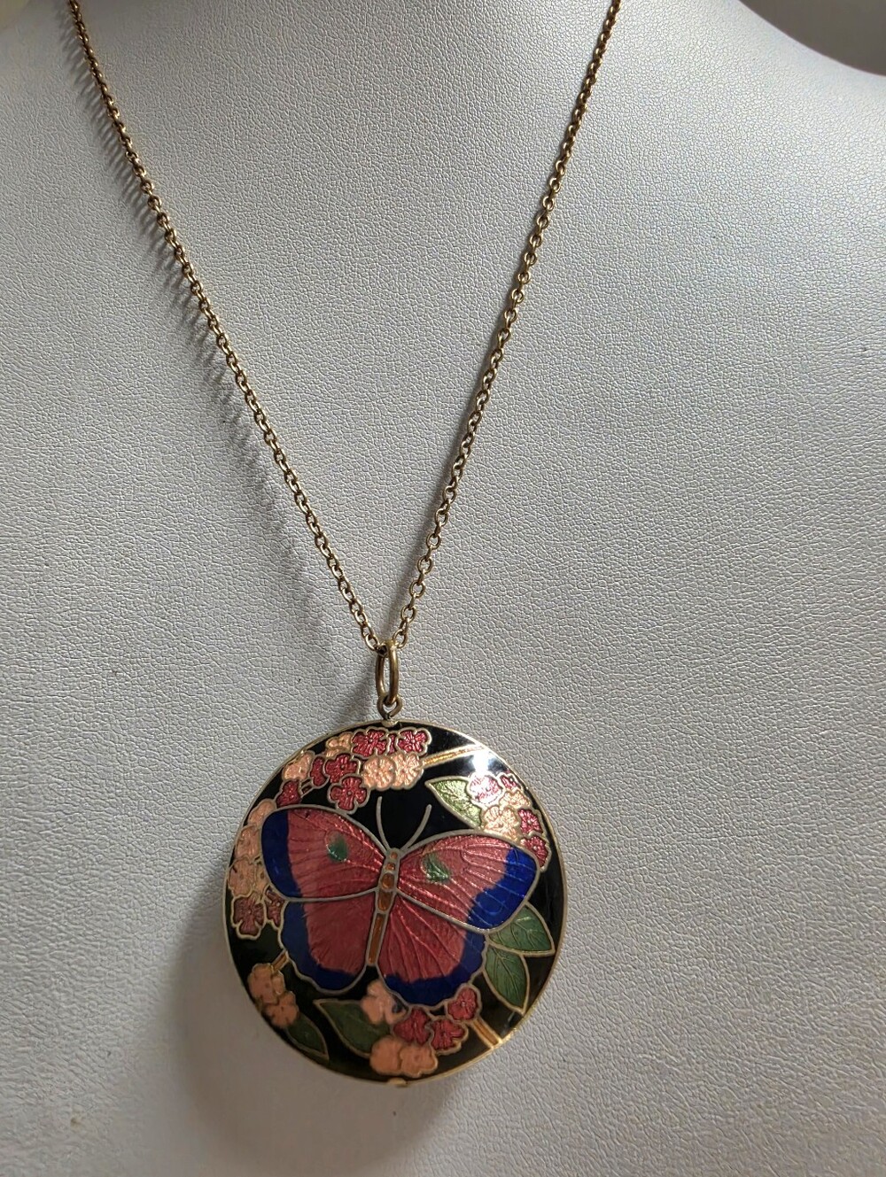 Cloisonne Butterfly Pendant Necklace